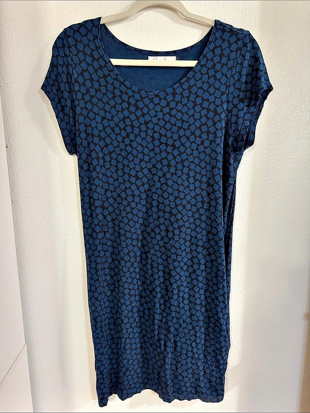 Ava Sky Geometric Dress in Blue & Black